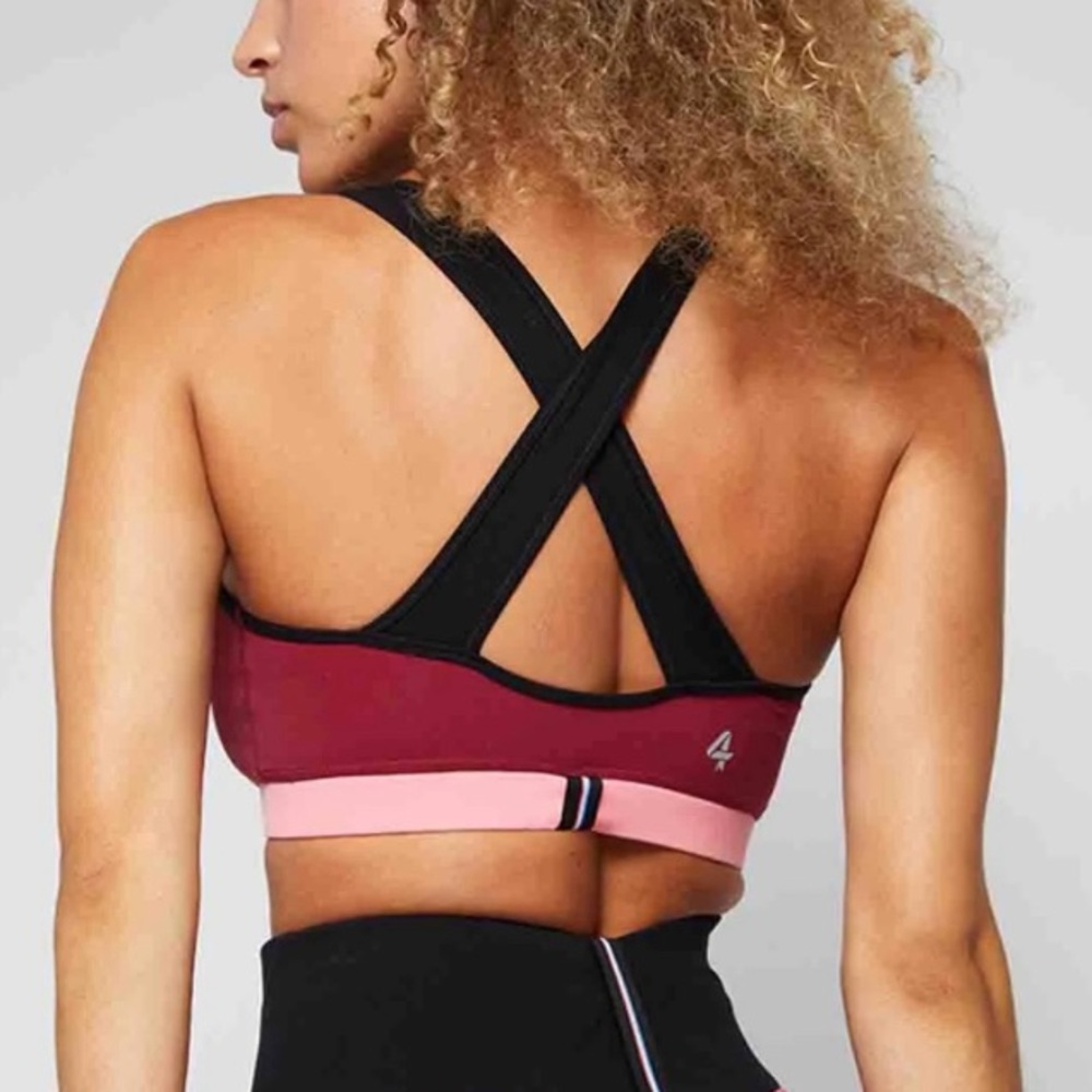 🆕 Fourlaps Infinity Sports Bra Red Velvet Strawberry Black Size Large